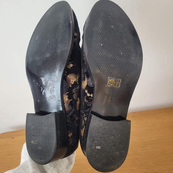 L'INTERVALLE Floral Loafers Oxford Shoes Size 37 US 6.5 Jacquard Black Velvet - Picture 7 of 9